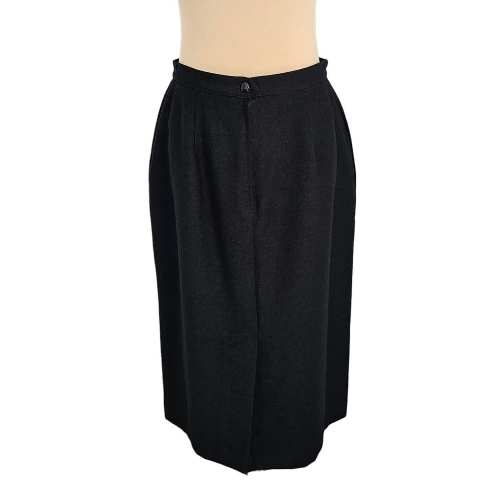 Giovanni-Petrini Vintage Black 100% Wool Black Skirt Sz 11